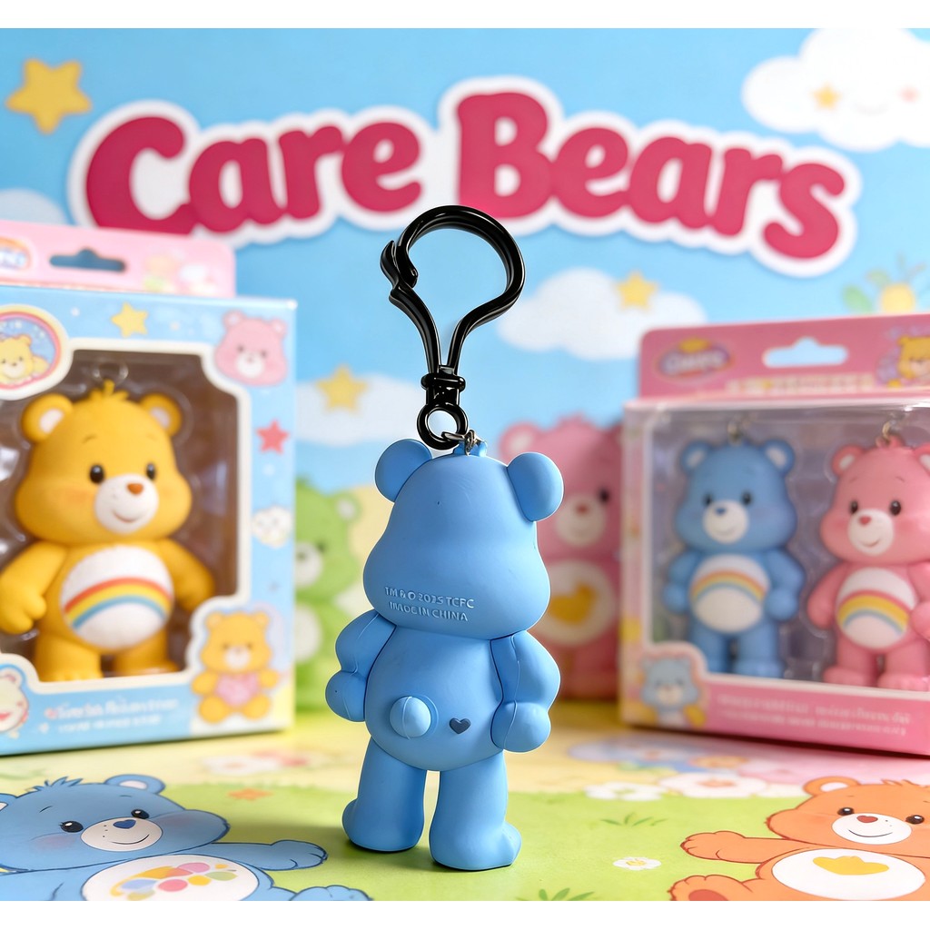 Care Bears Grumpy Bear 3D Keychain Cute Blue Bear Bag Charm for Keys & Bags