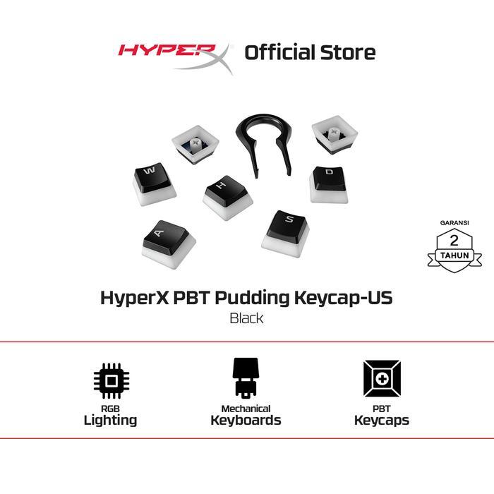 Hyperx Keycaps Gaming Pudding Pbt - Black White Pink Original Terbaru 