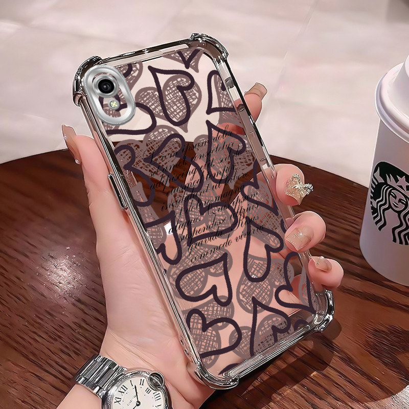 Casing Hp Untuk VIVO Y91C Y1s Y90 Case Transparan Motif Love Kasing Cesing Sembunyikan Airbag Kesing