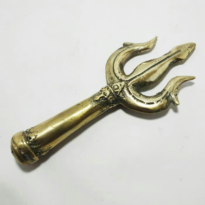 HOT SALE TOMBAK TRISULA NAGA KEMBAR DARI KUNINGAN ANTIK TERMURAH