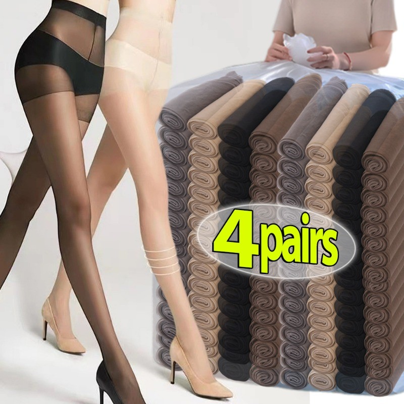 1/4Pairs Tear Resistant 0D Stockings Women Summer Ultra-thin Transparent Anti-cored Hook Pantyhose