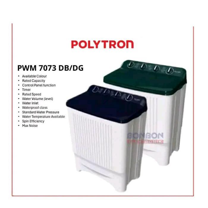 Polytron Mesin Cuci 2 Tabung Kapasitas 7 Kg PWM 7073 PROMO