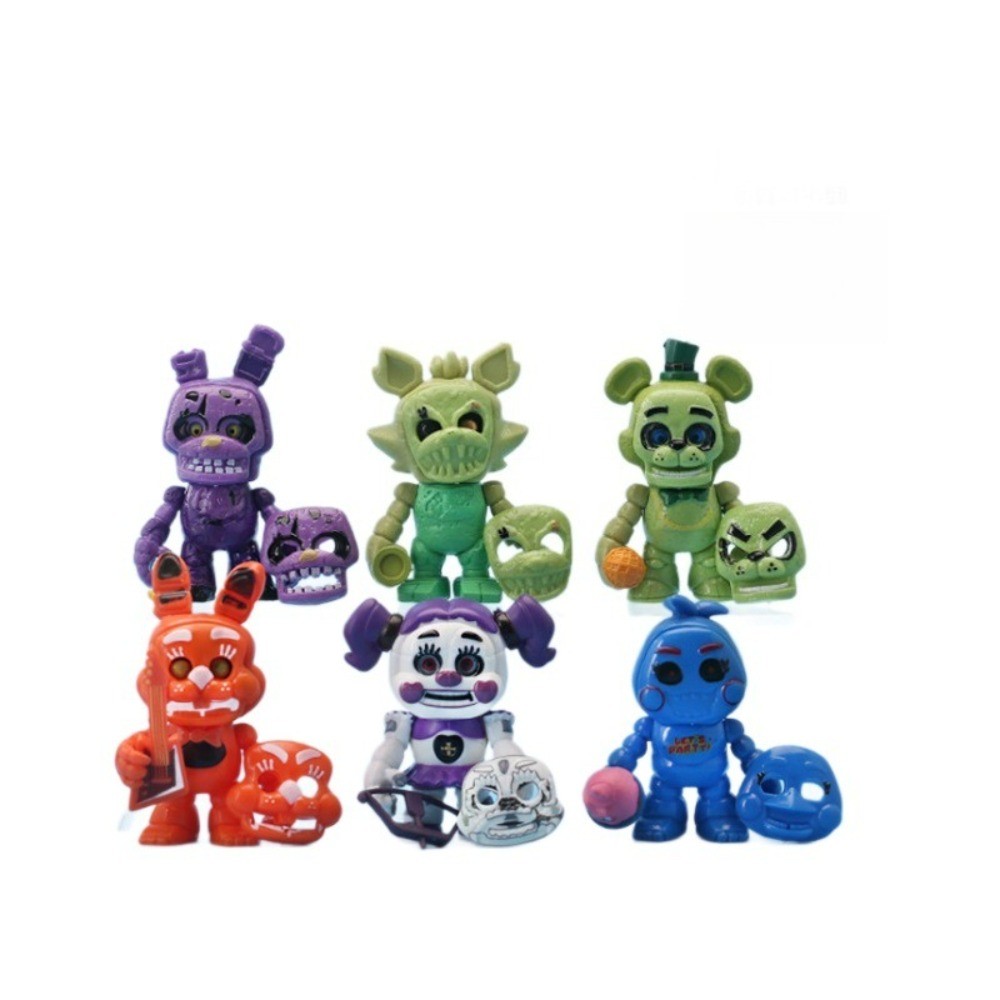 6pcs FNAF Five Nights At Freddy's Action Figures with Detachable Mask Collection Toys Birthday Gift