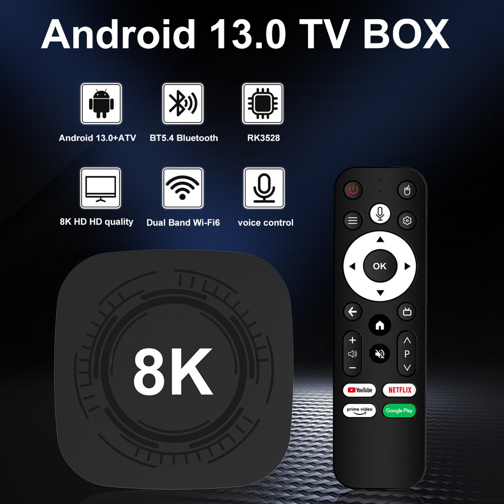MX10 8K PRO TV Box Android 13.0+ATV 2GB/4GB 16GB/32GB Wi-Fi 6/2.4GHz+5GHz BT5.4 Smart Home Theater