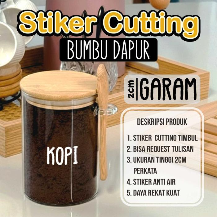 STIKER CUTTING BUMBU DAPUR ESTETIK/STIKER TOPLES BUMBU/STIKER ISI DAPUR