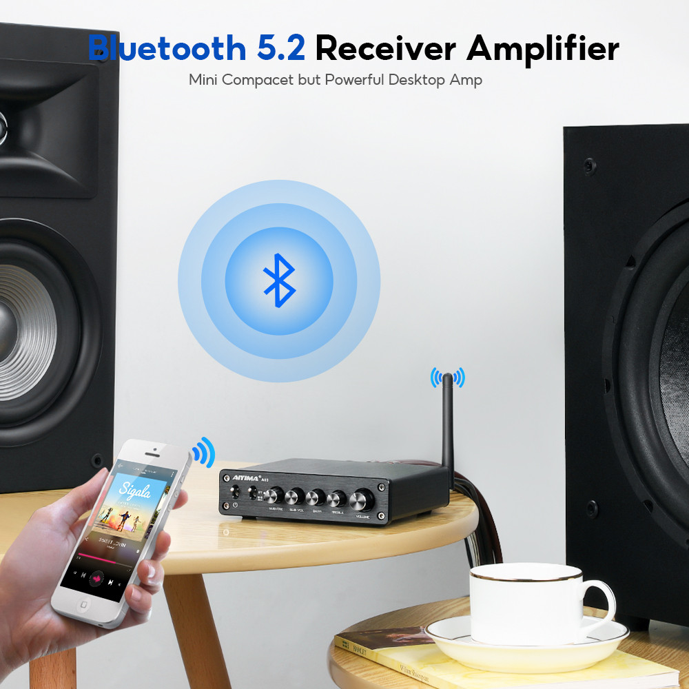 AIYIMA A03 TPA3116 Subwoofer Bluetooth Amplifier HiFi TPA3116D2 2.1 Digital Audio Power Amplifiers