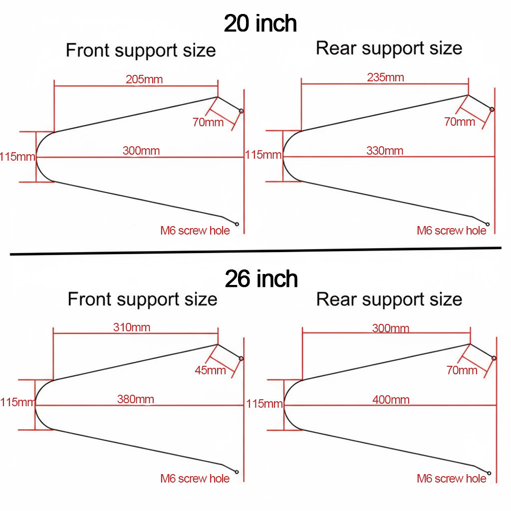 20" 26 4.0 fat tire Bike Mudguard Fender Support Set for Fat Bike Snow Bike Beach Cycling Bicycle
