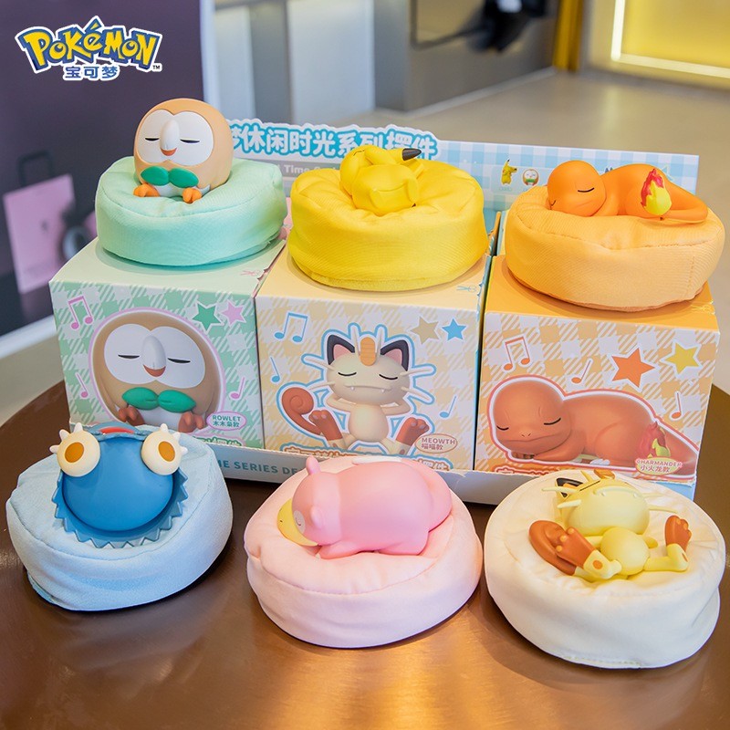 6 Styles Pokemon Pikachu Meowth Rowlet Charmander Gonbe Figures Sleep Starry Dream Series Action