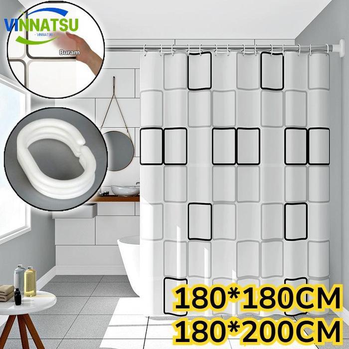 VinnatsuTirai Kamar Mandi Bahan Peva 180X200Cm / Tirai Kamar Mandi Bahan Tebal Tirai Kamar Mandi