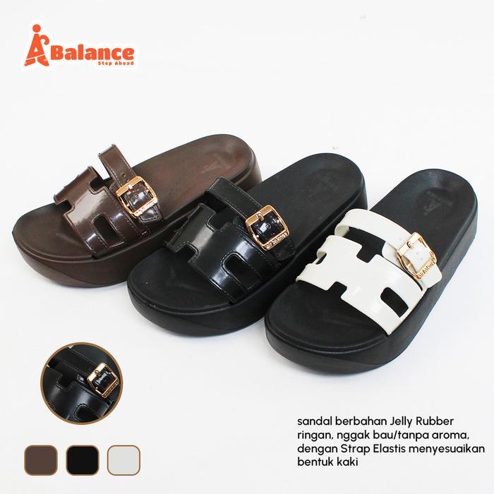 Air-Balance Sandal Slop Polos Karet Jelly Wanita Casual Anti Licin Nyaman 809-H