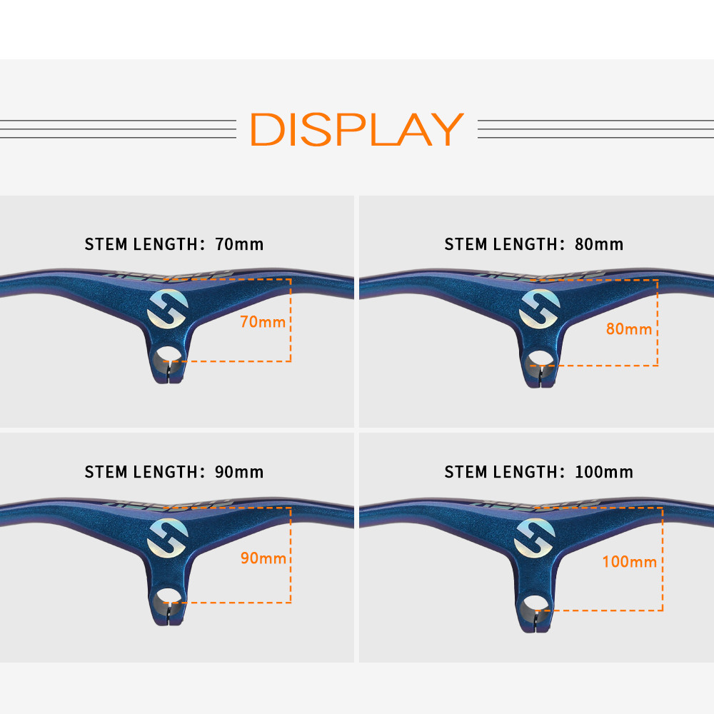 TOSEEK Bike Handlebar T800 Carbon Handlebar MTB Bicycle Integrated Handlebar Stem -17 Degrees