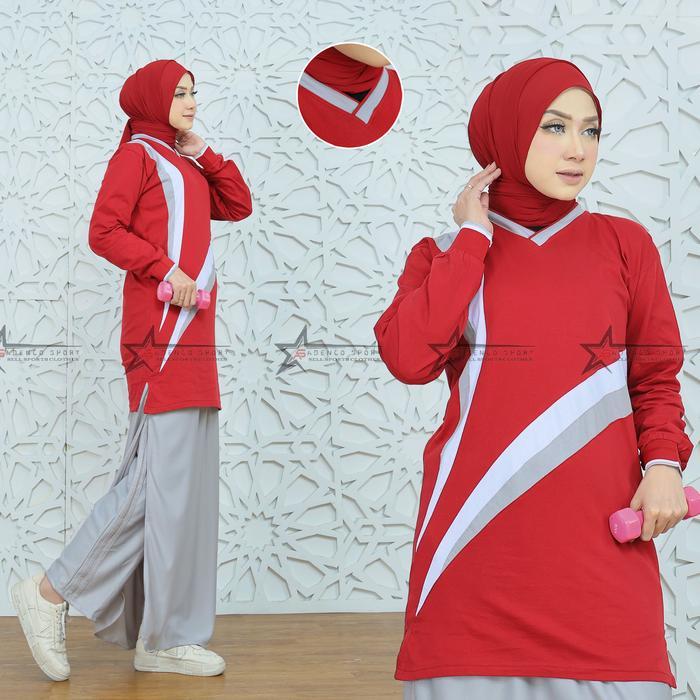 Terlaris Baju Olahraga Senam Set Rok Celana Muslimah / Setelan Baju Olahraga Wanita / Stelan Rok