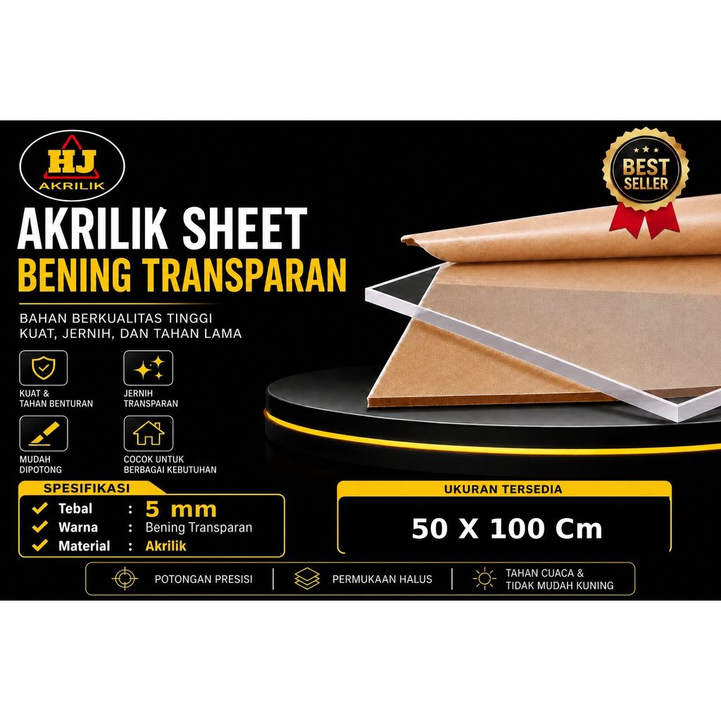 Akrilik 5mm Bening 50 X 100 Cm Akrilik Lembaran
