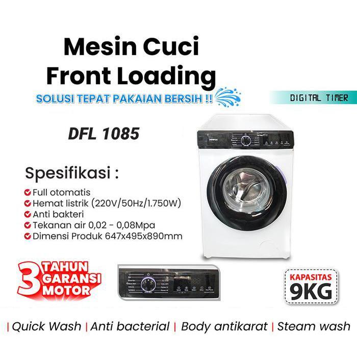 MESIN CUCI FRONT LOADING DENPOO DFL 1085 G 9KG DFL1085 / DFL 1085 9 KG 1 TABUNG