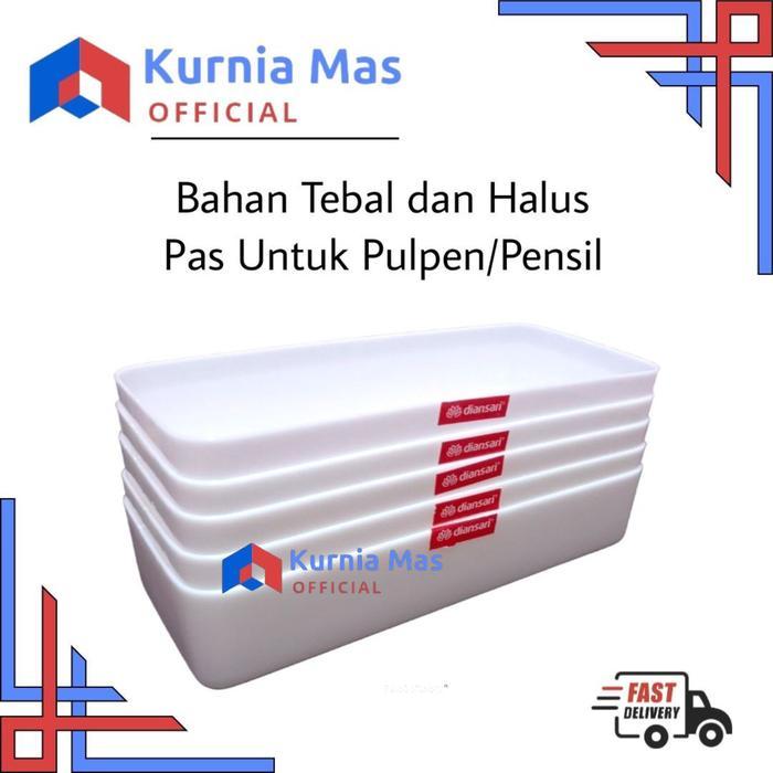 (6 Pcs) Kotak Kancing Panjang 20 CM Kotak Obat Plastik Putih Tempat Baut Kotak Pulpen Etalase Tempat