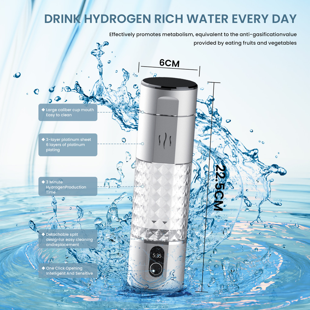 hydrogen water bottle 5000+ppb SPE/PEM hydroegn water flask rechargeable hydrogen water ionizer