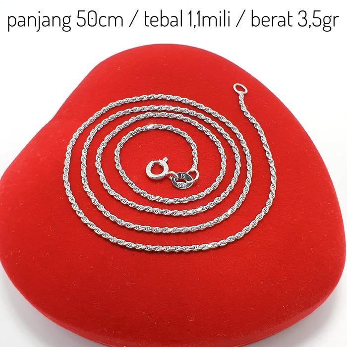 KALUNG PERAK 925 MODEL TALI TAMBANG / KALUNG SILVER LAPIS EMAS PUTIH