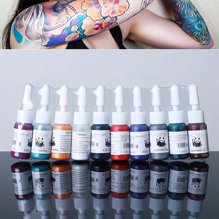 10Pcs Tinta Tato Full Set Set Tinta Tato Ink Tatto Ink Tattoo Warna-Warna Halus Tatto Ink Tattoo Ink