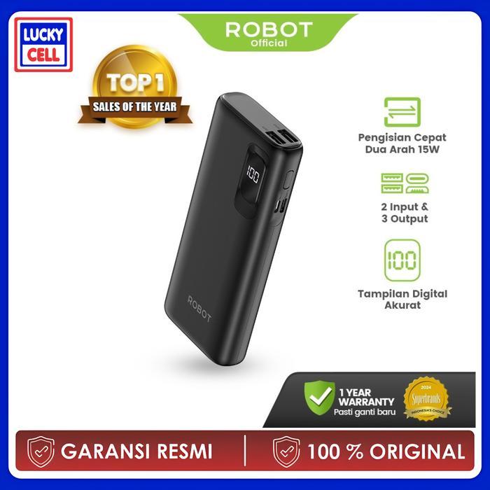 Robot Rt102 Powerbank Fast Charging 10000Mah 15W With Led Display Type Input 3 Output Power Bank