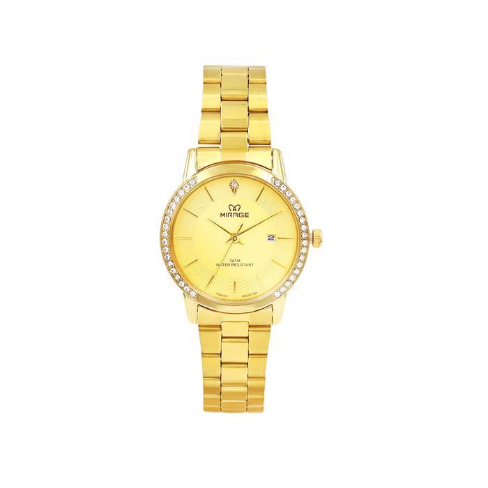 HOT SALE MIRAGE WATCH - JAM TANGAN MIRAGE WANITA EMAS 8805 L PERMATA ANALOG STAINLESS GOLD ANTI