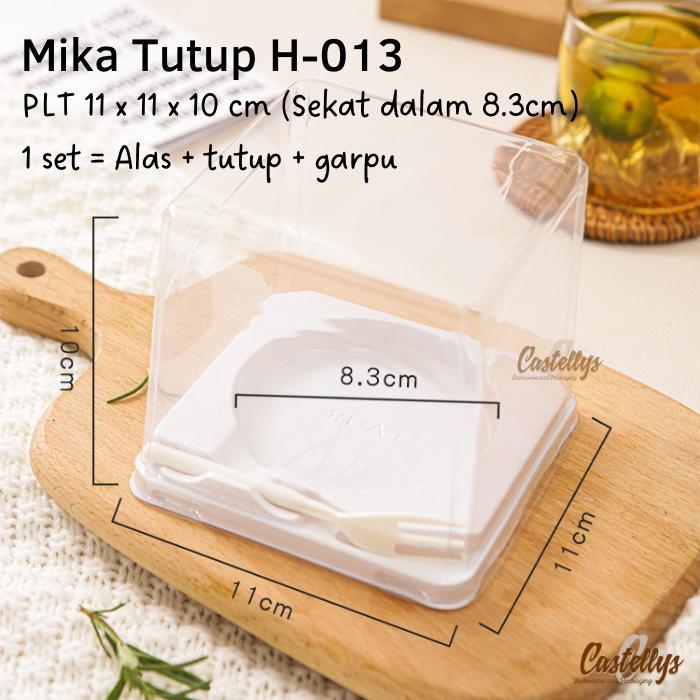 Kotak Mika Tutup + Garpu H013 Mini Cake Kue Tart Potong Bolu Pudding