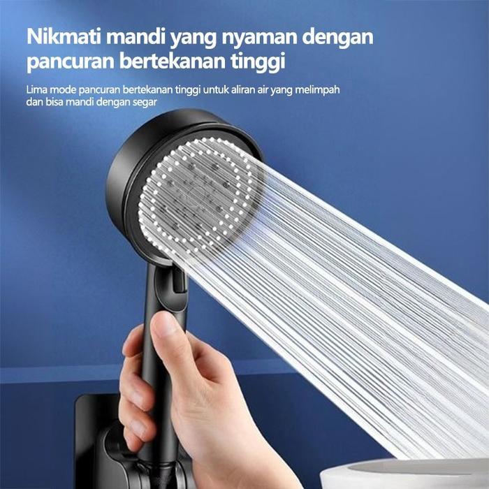 Toto - Kepala Shower Mandi Hitam Premium/Dengan Selang Shower Kamar Mandi Portabel Dapat Disesuaikan