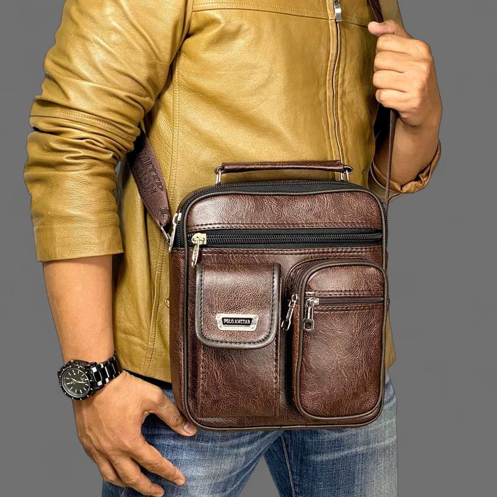 Eiger Summit Gear - Polo Amstar Tas Selempang Pria Kulit Premium Anti Air Tas Selempang Bahu