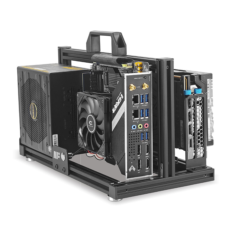 METALFISH ITX A4 Aluminum Open Frame Case, Vertical GPU, 240mm Cooler, Mini-ITX Compatible, DIY