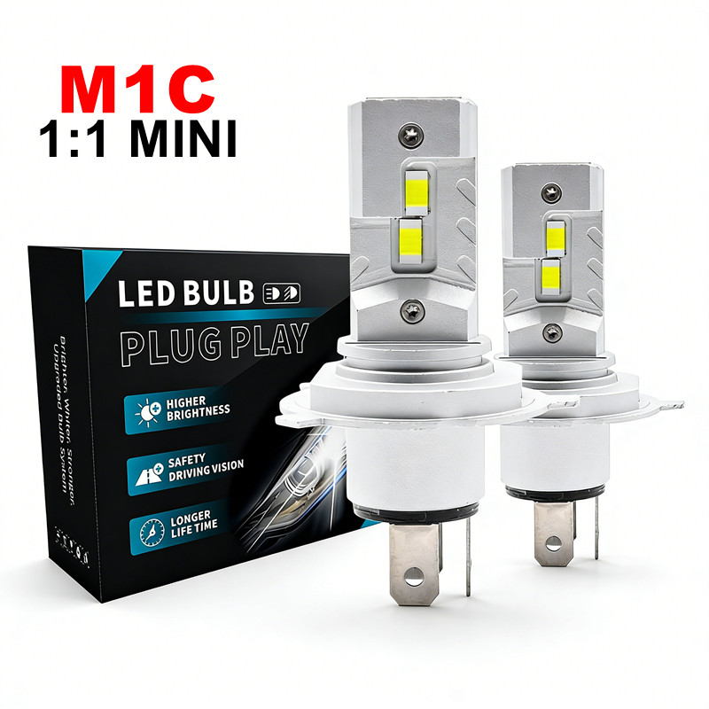 M1C Mini Canbus LED Headlight H7 H4 9005 Car LED Fog Light Bulb 1:1 Mini Size Car Headlight