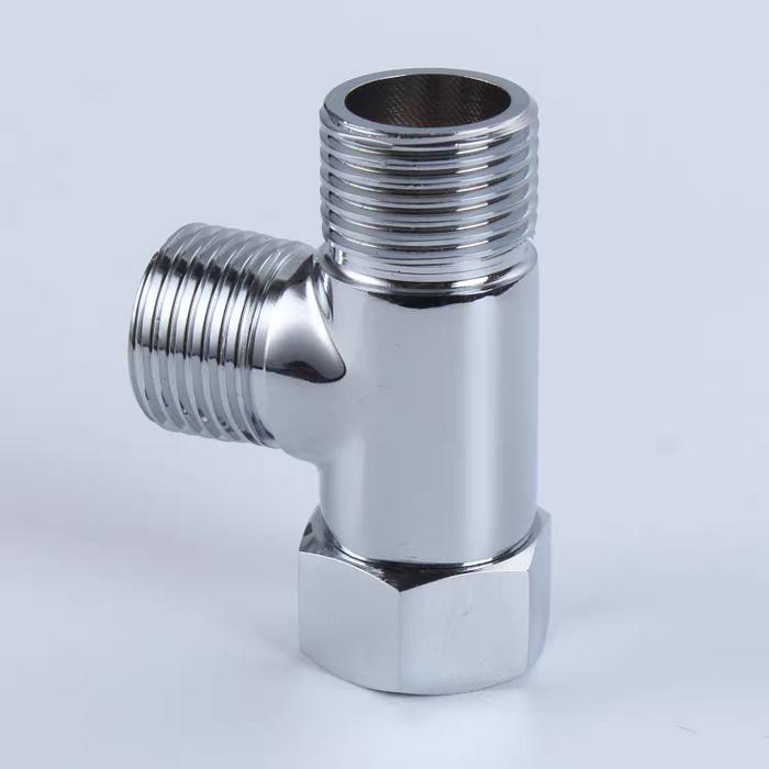 Nepel T Kuningan Chrome Nepel T Kran Sambungan Shower Kloset Tebal