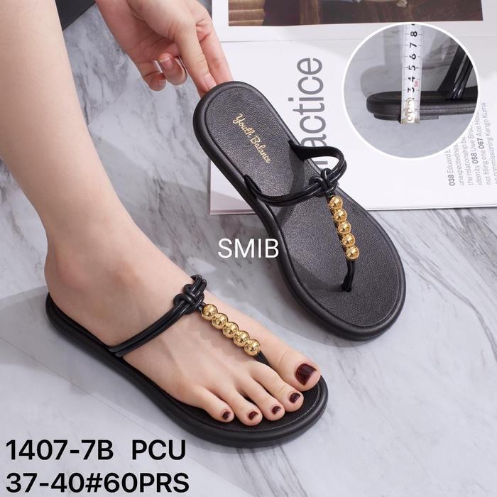 Terbaru Sandal Jepit Wanita Karet Import Balance Motif Mutiara / 1407-7B