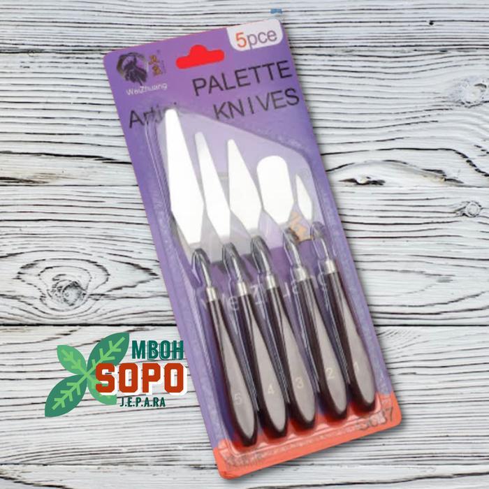 WEZUANG Satu Set Cetok Kecil, Cetok Pot, Palet Painting isi 5 pcs, Alat Lukis Stationery