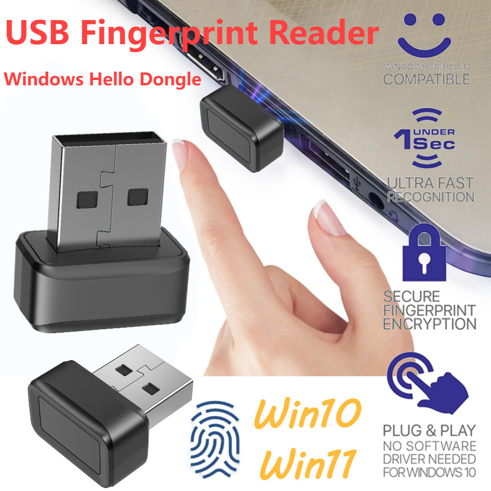Windows Hello Fingerprint Reader For Windows 10/11 Mini USB Security Key Biometric Scanner PC