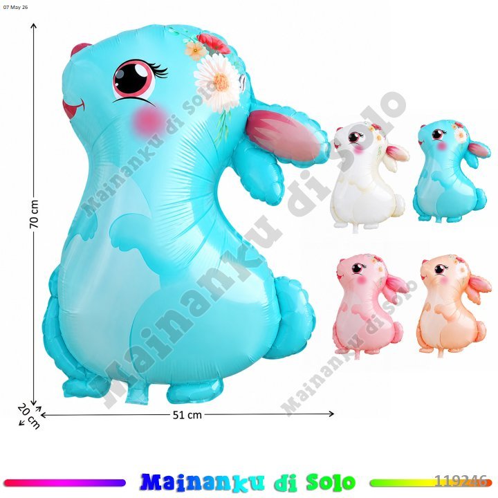 [Mainanku] Grosir Balon Gas Kelinci Bunga 50 Pcs Pack Plastik