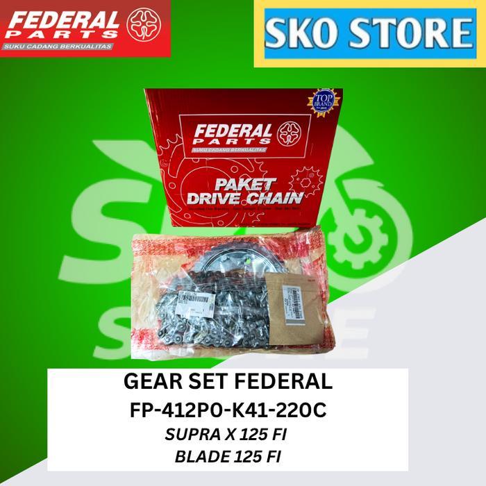 FREE ONGKIR GEAR SET FP-412P0-K41-220C FEDERAL ORIGINAL PAKET GIR ,GEARSET,GIR "SUPRA X 125 FI (