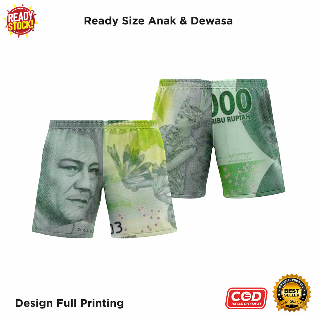 Celana Uang Dua Puluh Ribu Pecahan Kertas 20k 20ribu Bahan Fleece Tebal Full Printing Keren | Baju 3