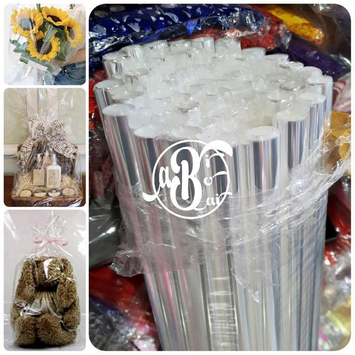 (10 lembar) Plastik Parcel POLOS LEMBARAN bening transparan packing pembungkus buket kado BUKAN