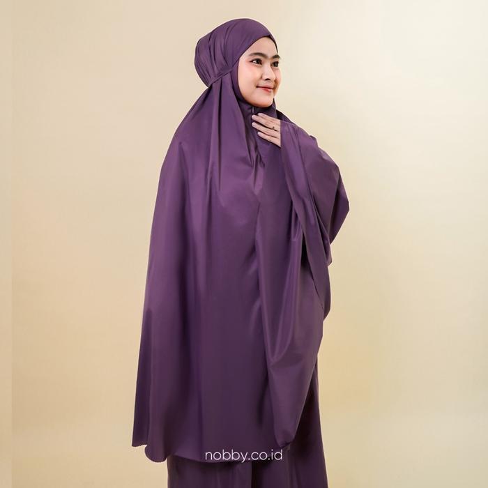 Nobby Mecca Mukena Travel Polos Dewasa Bahan Parasut Korea Gratis Ongkir