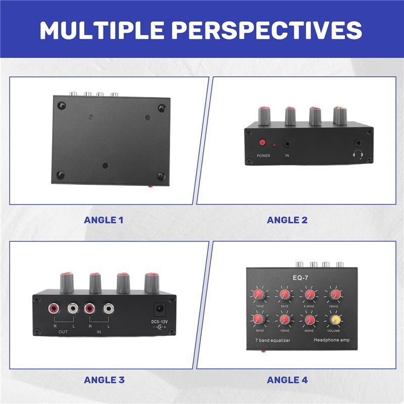 AY14 -EQ-7 Car Audio Headset Amplifier 2 Channel Audio Mixer Equalizer Digital Sound Equalizer