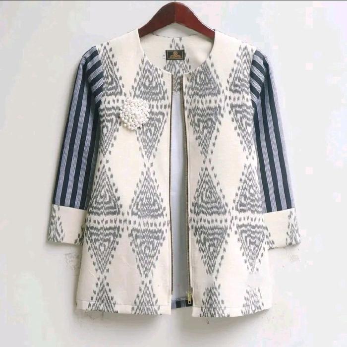 blazer tenun blazer atasan wanita bluse tenun atasan baju kerja blazer - kemeja pria couple seragam