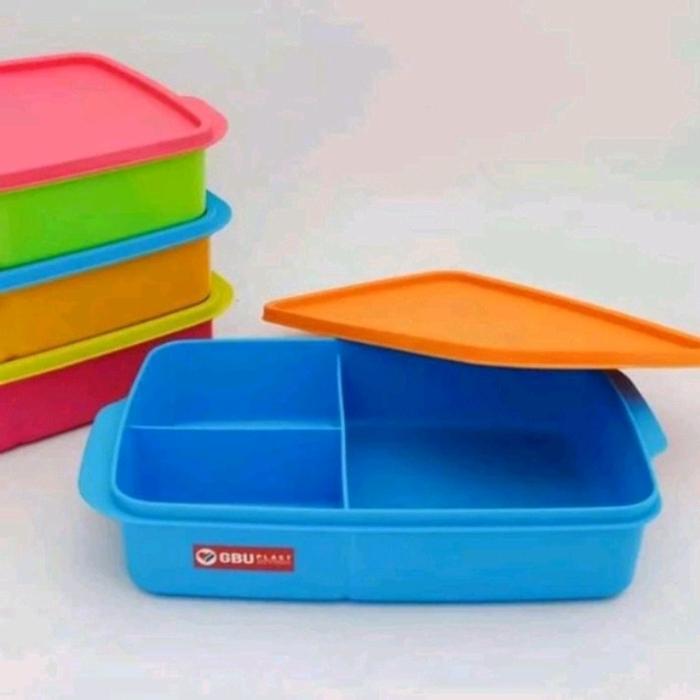 Lunch Box GBU Milano Tempat Penyimpanan Makanan Kotak Bekal Nasi Misting 3 Sekat Persegi Panjang
