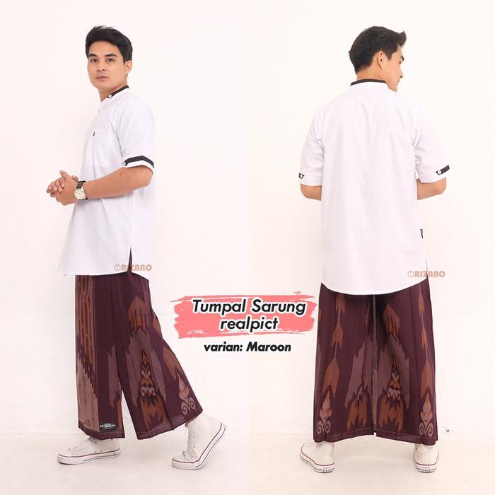 Orizano - Sarung Celana Batik Pria Dewasa Motif Keren Kmb Muslim Nyaman Hitam Katun Santri Remaja