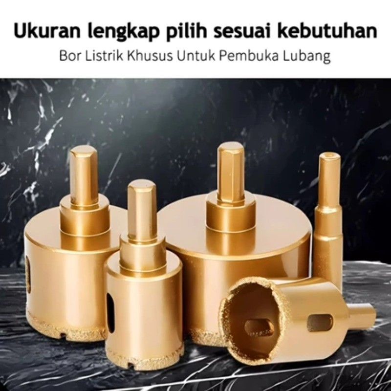 Mata Bor Lubang Diamond Kaca & Keramik 6 - 65mm Untuk Mesin Bor Listrik Anti Karat Premium