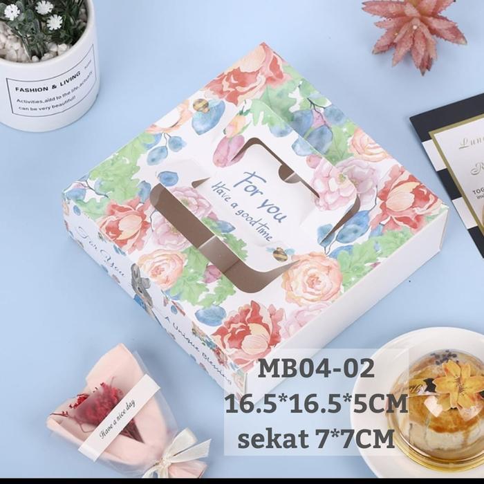 BOX KUE MOONCAKE SEKAT 4 FLOWER MB4-02 KOTAK MOONCAKE PINK FLOWER