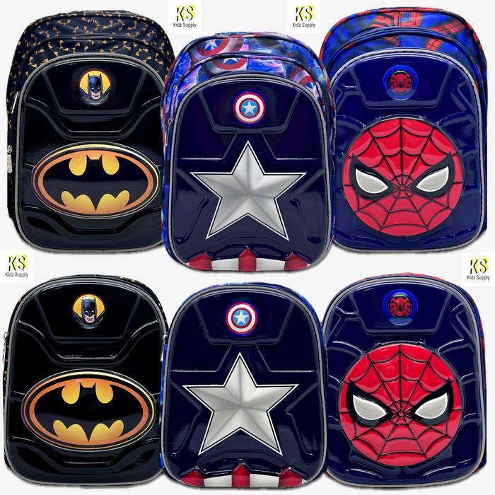 Tas Ransel SD TK Anak Laki Laki Timbul Gambar Spiderman Batman Ironman