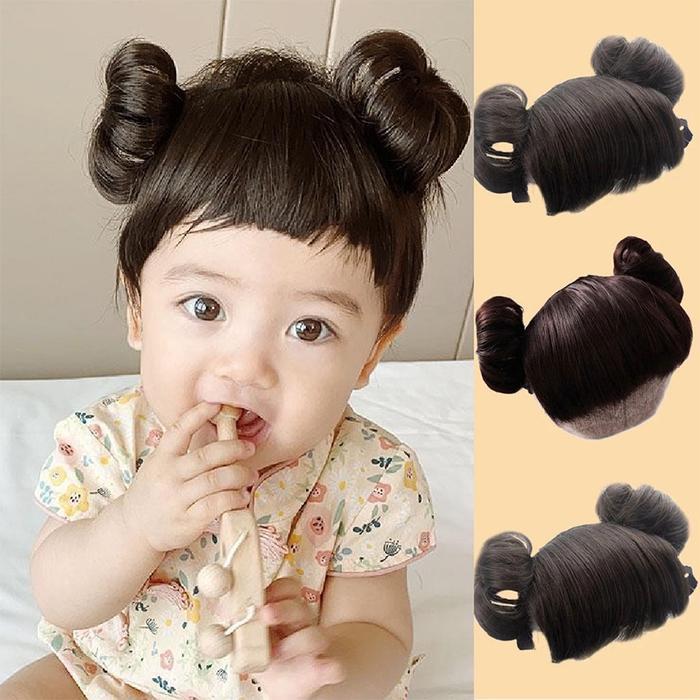 Baby Wig Korea Poni Pita Cepol Kanan-Kiri Lucu / Wig Kepang Hairband Wig Untuk Anak Bayi Bando