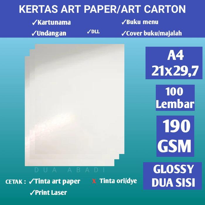 Kertas art carton/art paper 190 gsm isi 100 lembar A4