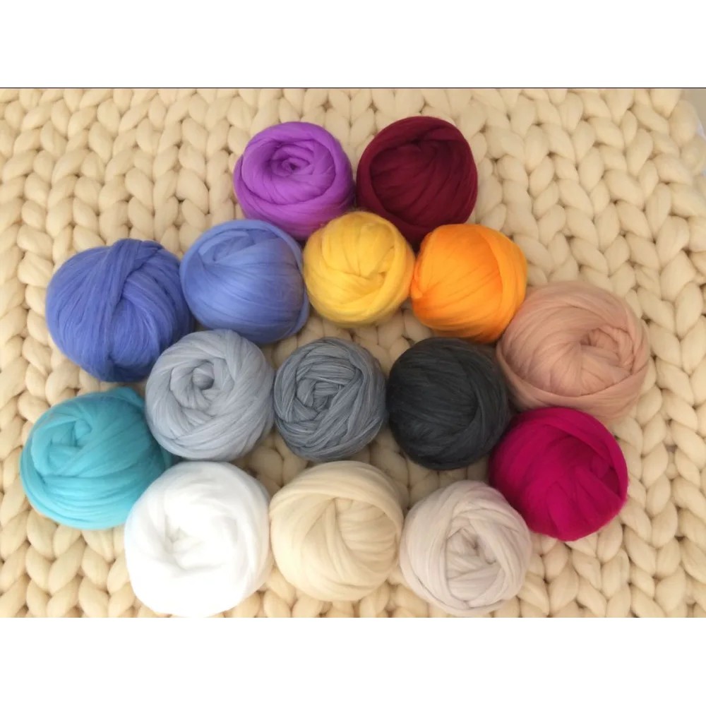 1000g 2.2Lb/ball Super Chunky Wool Yarn Bulky Roving Yarn Hand/Arm Knitting Throw Blanket Yarn Home