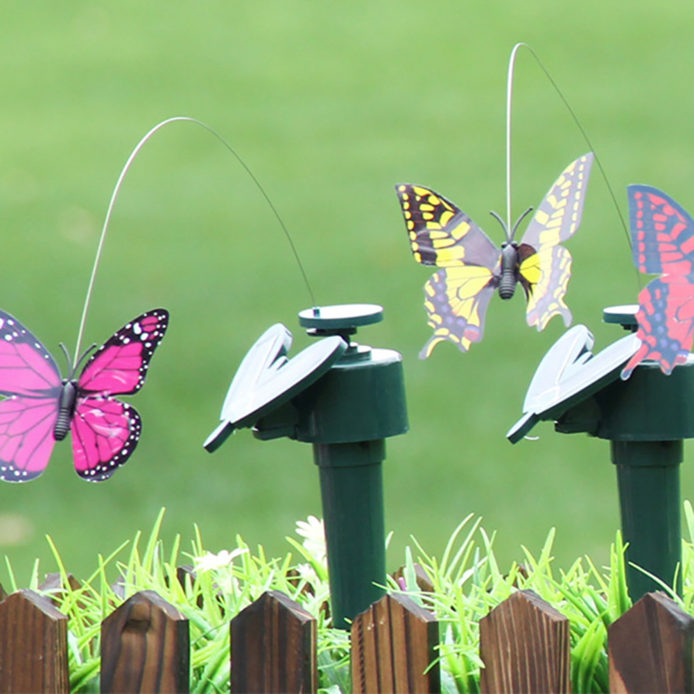 Solar Powered Flying Wobble Solar Flying Butterfly Decor Cute Animal Butterfly Bird Garden Stake Yar