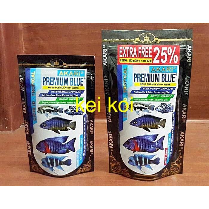 TERLARIS AKARI PREMIUM BLUE & RED CICHLID CHICLID 250 GRAM gratis ongkir
